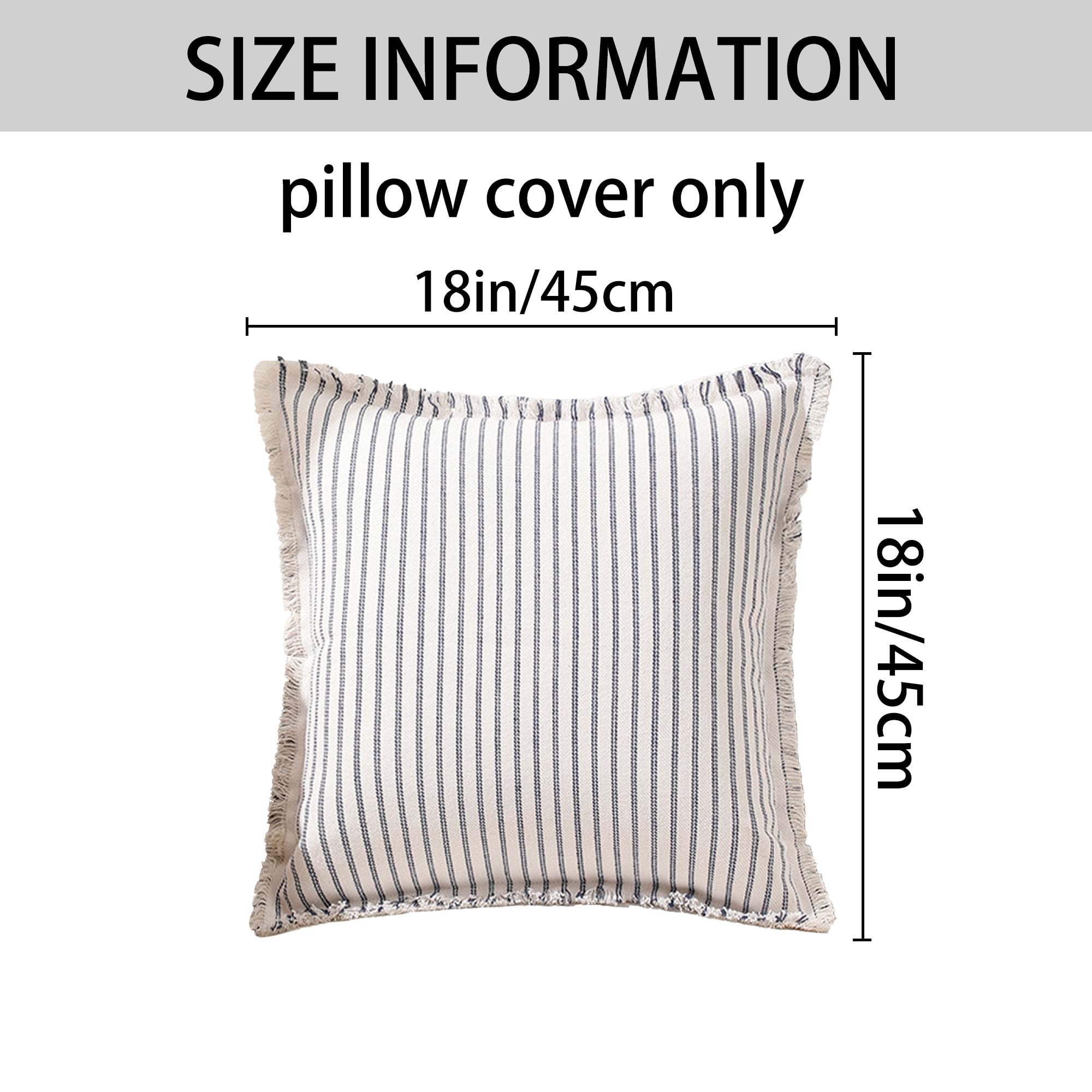Unique Bargains 4 Pcs Classical Striped Throw Pillow Cover Navy Blue 18" x 18"/20" x 20"