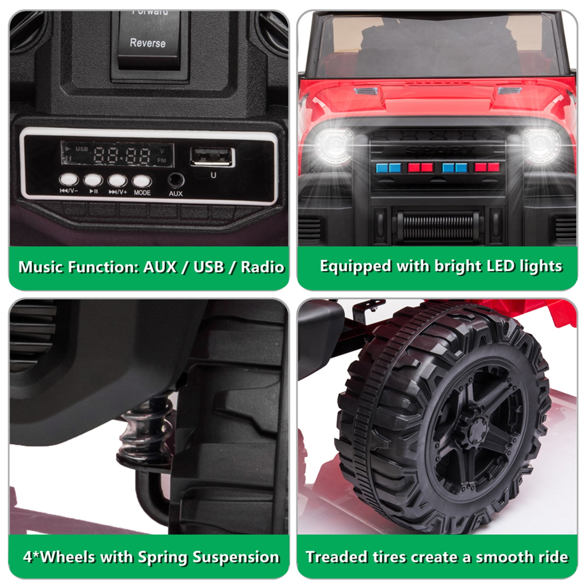 CIPACHO 12V Powered Electric Car Dual Drive, Ride Ons for Kids Car with 2.4G Remote Control, Red