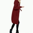 thumbnail image 6 of Towmus Women Full Zip Up Hoodie Casual Solid Color Long Sleeve Knee Length Tunic Sweatshirts Oversized Hooded Jacket Pullover Tops Winter Coats with Pockets, 6 of 8