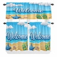 thumbnail image 2 of Kitchen Window Curtains Valance and Tier Set, Summer Beach Ocean Waves Slippers Sea Star Rod Pocket Tier Curtain Valance Set, Welcome Quote Light Filtering Cafe Curtains for Bedroom Living Room, 2 of 9