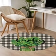 thumbnail image 4 of Round Rugs 4Ft, St. Patrick's Day Round Area Rug Washable Indoor Throw Carpet, Green Lucky S Black Plaid Rustic Soft Non Slip Circle Rug for Kitchen Nursery Room Home Decor Aesthetic, 4 of 8