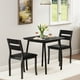 thumbnail image 2 of QinaQin Comedor compacto retro negro para 2 personas, juego de 3 piezas con mesa cuadrada y sillas tapizadas, ideal para cocinas pequeñas, departamentos y rincones de comedor, 2 of 8