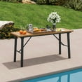 thumbnail image 2 of Gymax Patio Folding Picnic Table Acacia Wood Dining Table w/ Metal Frame, 2 of 10