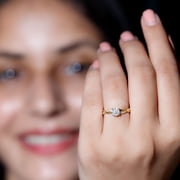 Rosec Jewels Moissanite Engagement Ring for Women - 1/2 Carat - Braided Ring - D-VS1 Quality Certified, 10K Yellow Gold, US 3.00