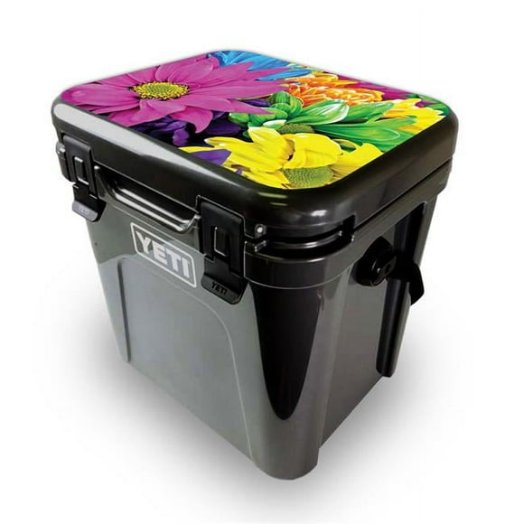 MightySkins YEROA24LID-Colorful Flowers Skin for Yeti Roadie 24 Hard Cooler Lid - Colorful Flowers