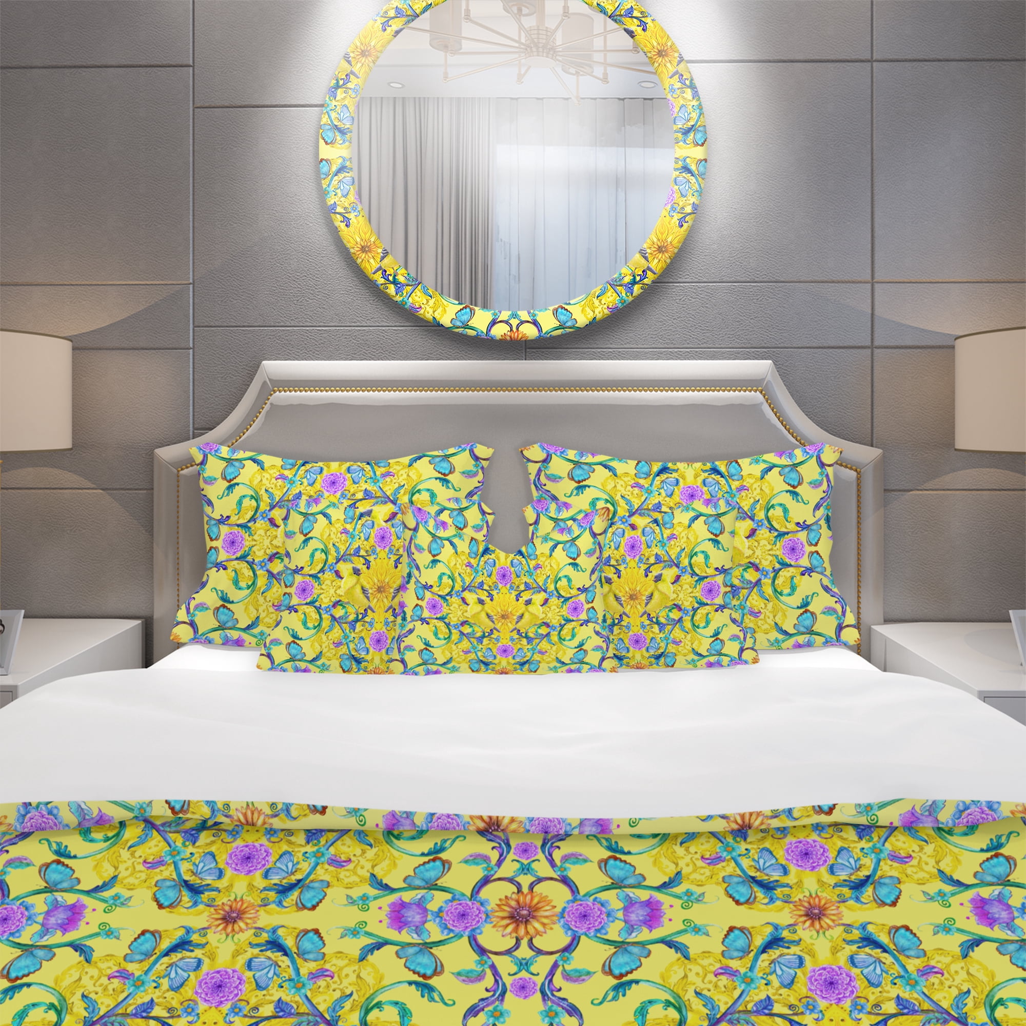 Designart 'Fancy Arabesque of Swirly Ornaments & Lovely Birds' Bohemian Duvet Cover Set