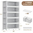thumbnail image 2 of 275Gal Plastic Stackable Storage Bins with Lid, 1100QT Extra Large Closet Organizers Collapsible Cabinets Boxes With Drawers, Foldable Containers with 6x Wheels for Home Kitchen, V60 5Pack White, 2 of 7