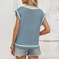 thumbnail image 4 of RMGVDSD Womens Tops V Neck Oversized Sweaters Vest Sleeveless Knit Pullover Striped Sweater Casual Tennis Top Solid Color Fashion Pullover Sweater Tops /Blue, 4 of 6