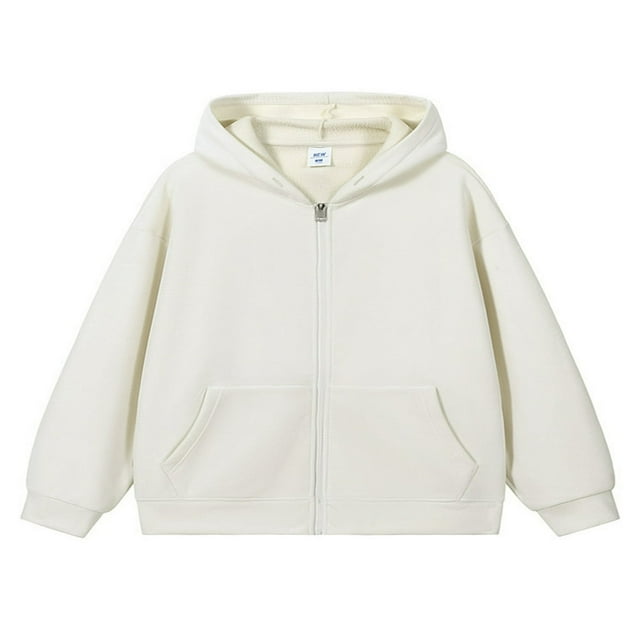 Solid Color Men‘s Loose Hoodies Coat with Long Sleeves and Fleece Sweatshirts