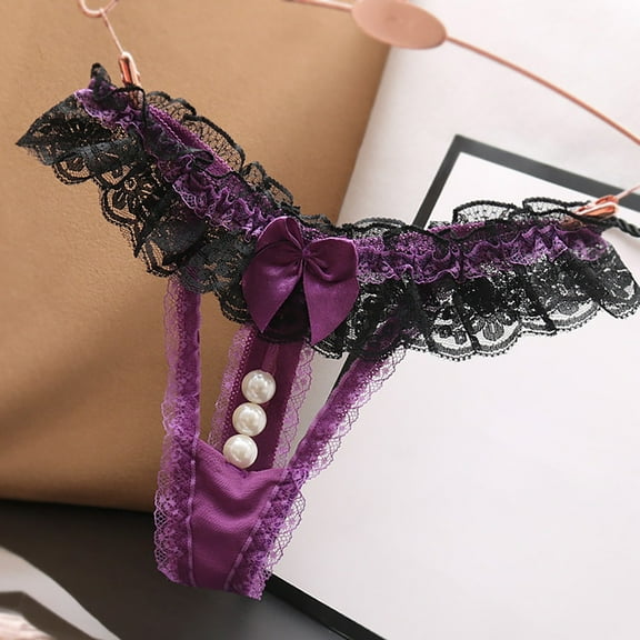 Nnhblu Women Sexy Lace Underwear Lingerie Thongs Panties Ladies Underwear Underpants Sales Clearance Thongs for Women Pack Birthday Present Purple