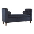 thumbnail image 1 of HomePop Rimo Banc de Rangement Moderne en Tissu de Velours, Bleu Marine Foncé, 1 of 11