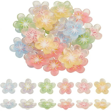 60 pcs Translucent Resin Flower Charms Mixed Color Decoden Cabochons Blossom Charms for DIY Earring Bracelet Jewelry Making and Ornament Scrapbooking DIY