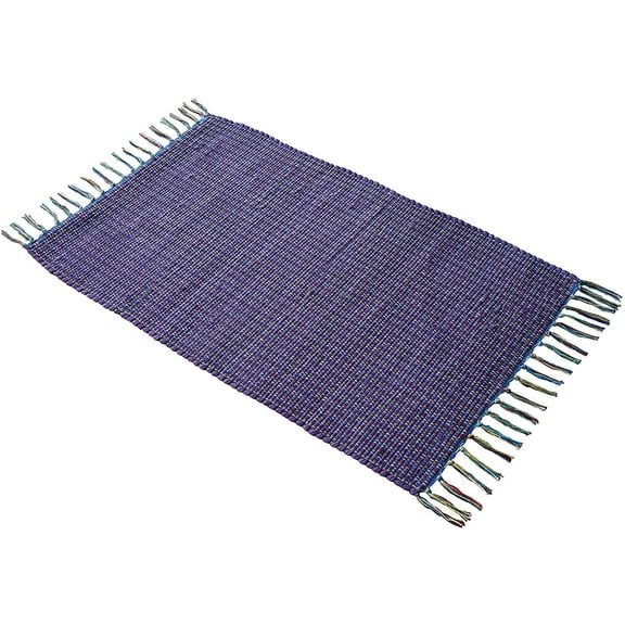 Purple Cotton 2x3' Handwoven Door Mat Rug for Entryway Kitchen - Reversible & Machine Washable