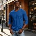 thumbnail image 6 of Dwelliawo Mens Long Sleeve Tee Shirts Casual V Neck Muscle Basic T-Shirt Moisture Wicking Soft Tops Blue 3XL, 6 of 7