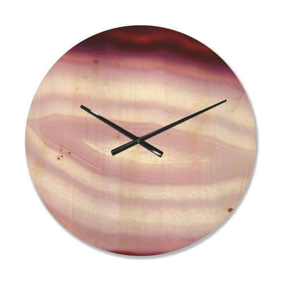 Designart 'Micro Pink Agate Geode Geological Crystals ' Modern Wood Wall Clock
