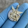 thumbnail image 4 of 14k Gold Plated over Solid 925 Sterling St Saint Michael Pendant Archangel San Miguel Arcángel 1" inch, 4 of 5
