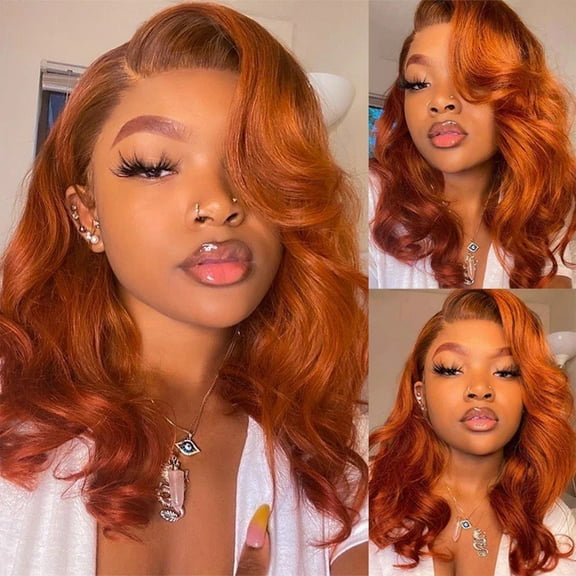 KeirineCC Orange Ginger Lace Front Wigs Pre Plucked Body Wave Wig Colored Wigs for Women Invisible HD Lace Frontal Wigs Human Hair
