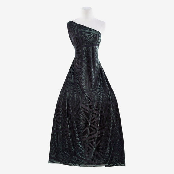 Zelouf Burnout Velvet  , Sewing, DIY, Crafts Fabric by the Yard, Beyond Moss/blk, 3 Yard