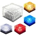 thumbnail image 1 of Solar Ice Lights, Glass Ice Lights Solar Tiles Led Frosted Glass Path Lights Waterproof For Garden Courtyard Pathways Outdoor Decoration 4-Pack (Multicolor), 1 of 7