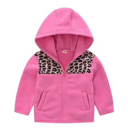 

BadyminCSL Children s Baby Boys Girls Leopard-print Jacket Fleece Hooded Zipper Jacket