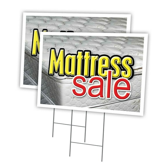 MATRESS SALE 2 Pack Of 18" x 24" Yard Sign & Stake | Advertise Your Business | Stake Included Image On Front Only | Made in The USA