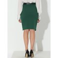 thumbnail image 4 of Allegra K Falda de tubo elegante para mujer con cinturón de cintura alta dividida Bodycon Midi faldas Verde oscuro S, 4 of 5