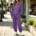 thumbnail image 5 of JOANKDMI Sweatsuit for Women 2 Piece Outfits Full Zip Up Jacket and Cuffed Joggers Pants Set Casual Athletic Lounge Tracksuits with Pockets Fall Winter Workout Wear, 5 of 8