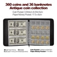 thumbnail image 2 of Coin Collection Album for Collectors with Lock, 360 Pockets Fireproof Coin Holder Book & 36 Paper Currency Binder Sleeves, Coin Storage Collecting Organizer for Pennies,Bill,Tokens,Badges（oniy bag）, 2 of 5