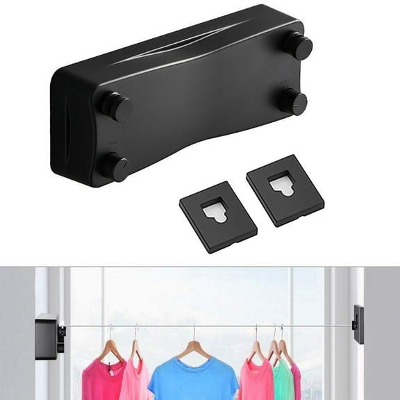 2-Line Heavy Duty Retractable Clothesline Indoor, 17 Feets Cord Steel Wire Clothes Line, Wall Mounted Drying Rack Clothing Line ,Retracting Hanging , Lock to Prevent Sagging