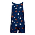 thumbnail image 4 of Baby Girls Jumpsuit Summer Casual Spaghetti Strap Loose Fit Breathable Independence Day Print Rompers Shorts Dark Blue One-Piece Overalls Outfits 11-12T, 4 of 5