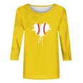 thumbnail image 4 of QUNYINEY Casual Tshirts Shirts for Women Crew Neck 3/4 Sleeve Yellow Baseball Tops Loose Drop Shoulder T-Shirts, 4 of 4
