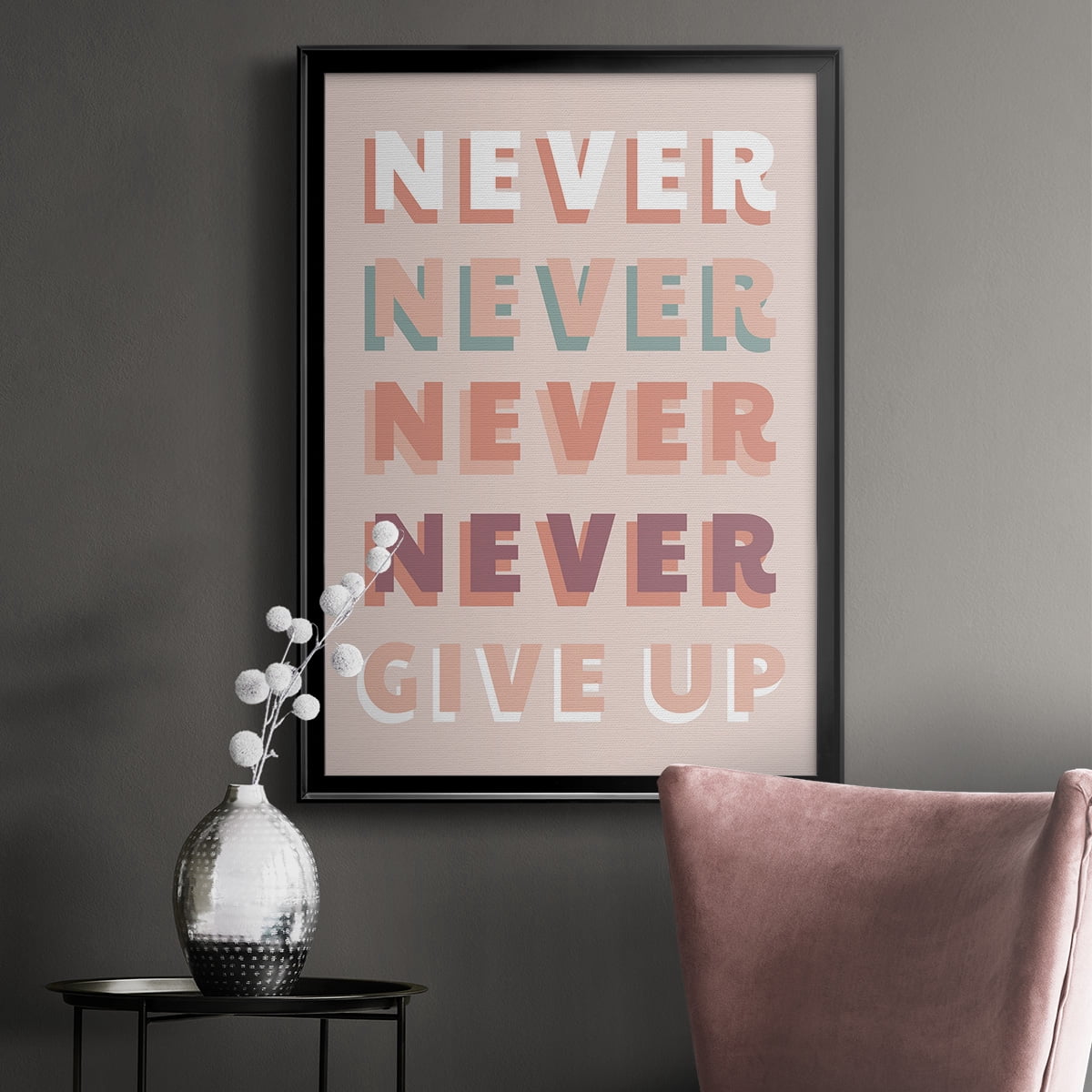 Never Give Up Premium Framed Print - Ready to Hang