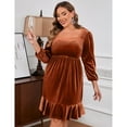 thumbnail image 3 of Yesfashion Women's Plus Size velvet Long Sleeve Square Collar Midi Party Dress, 3 of 5