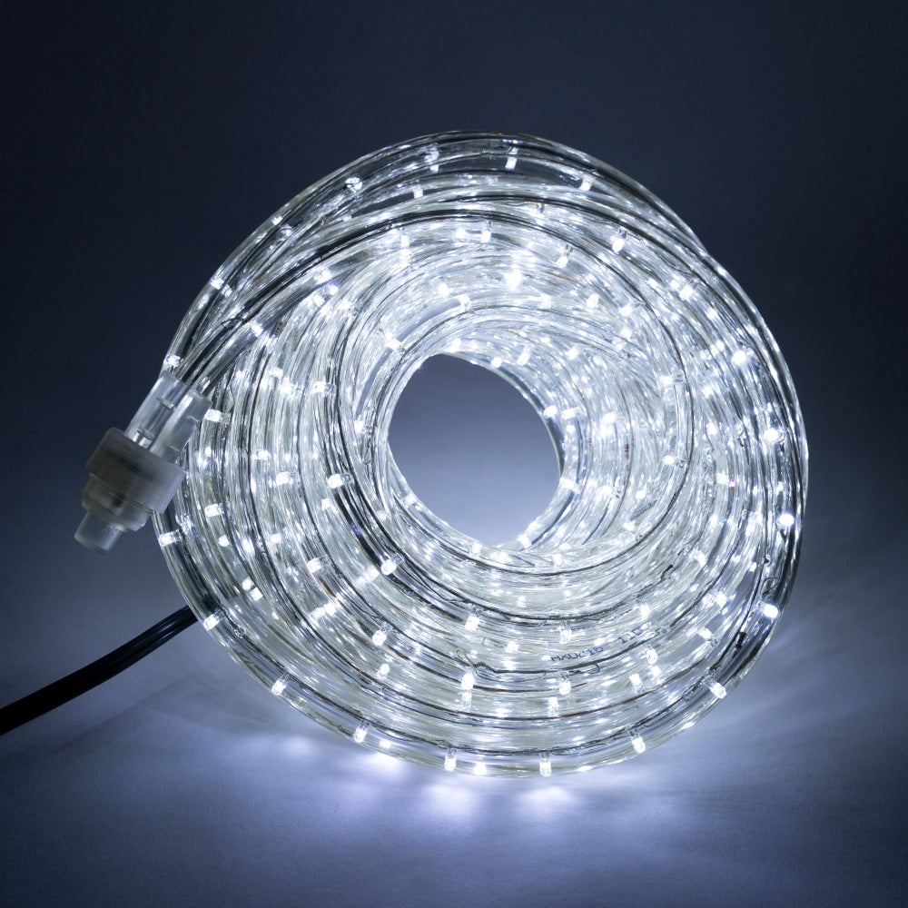 West Ivory - 190LEDS,Cool White 3/8" LED Rope Lights with 8 Lighting Modes Controller, IP65, Linkable