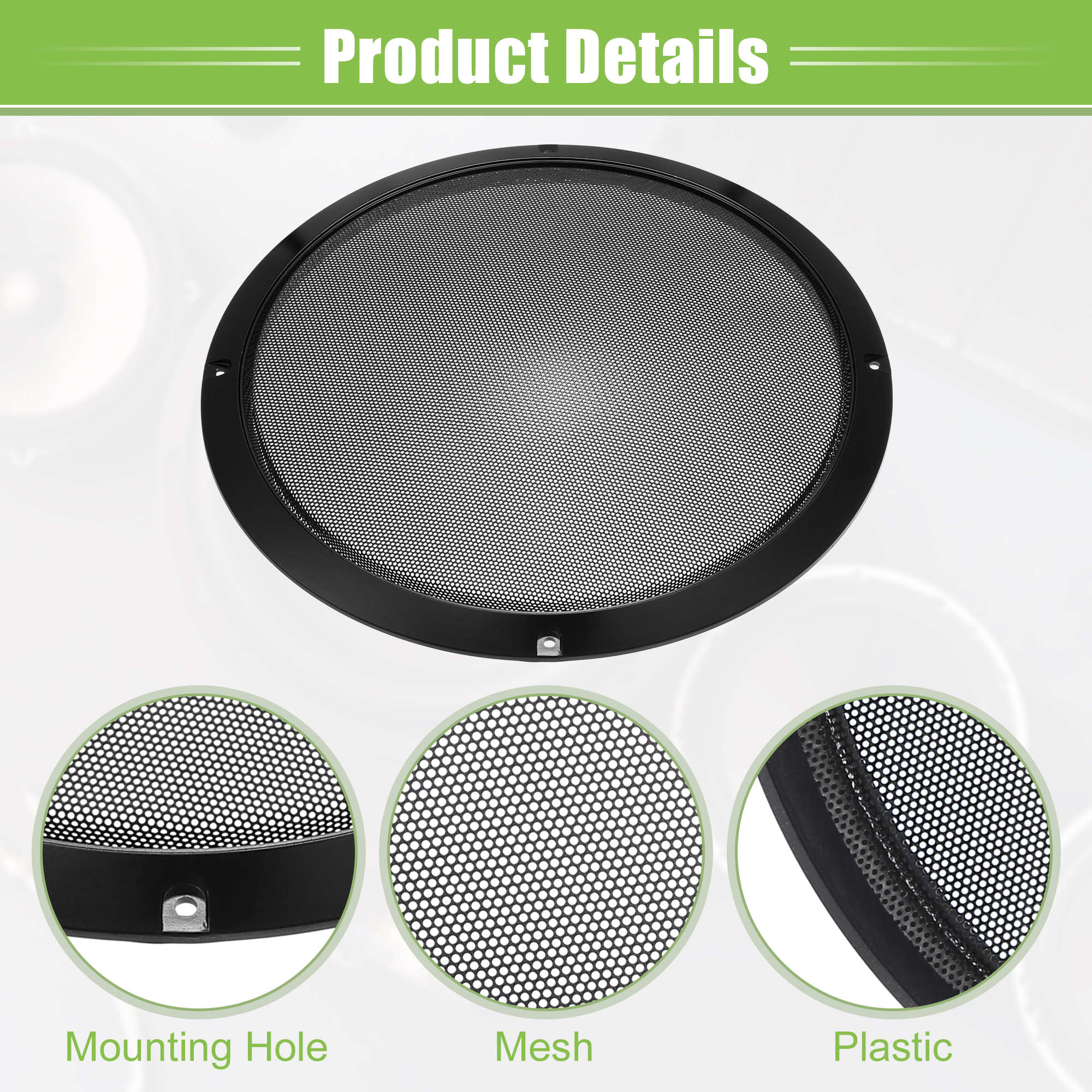 Unique Bargains Speaker Grills Cover Audio Subwoofer Protector Case Gloss Black 10"