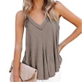 thumbnail image 2 of Yigetop Women's Tees and Tanks Womens Tank Tops 2026 Spring Summer Vacation Outfits Basic Tee Loose Fit Summer Tops for Women Khaki S, 2 of 7