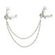 thumbnail image 4 of 3xFashion Cabeza de Ciervo Puntas de Alce Cadenas Dobles Borlas Collar Alfileres Broche Plata 6 piezas, 4 of 6