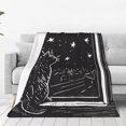 thumbnail image 1 of Fotbe Star Gazing Cat Illustration Manta de Franela Acolchonada con Estampado, Súper Suave y Esponjosa, Extra Grande para Sofá, Cama, Uso Todo el Año-60"x50", 1 of 7
