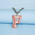 thumbnail image 3 of Baseball Initial A-Z Letter Pendant Necklace Cuban Chain Stainless Steel Jewelry, 3 of 7