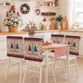 thumbnail image 2 of Merry Christmas Tree Chair Covers Set of 8 Red Black Plaid Snowflake Winter Wood Grain Chair Back Covers Stretch Removable Washable Slipcovers Protector for Dining Room Kitchen Party Decor, 2 of 5