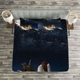 thumbnail image 3 of Ambesonne Galaxy Quilted Bedspread Set 3 Pcs, Galaxy Solar Adventure, Queen Size, Blue White, 3 of 3