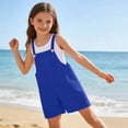 thumbnail image 2 of CPNG Girls Solid Color Short Overalls Sleeveless Suspender Romper Cute Short Jumpsuit with Adjustable Strap(Blue,18-24 Months), 2 of 7