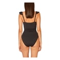 thumbnail image 2 of BLEU Women's Black Ruffled Removable Cups Lined Deep V Neck Adjustable Rod Beattie Surplice One Piece Swimsuit 14, 2 of 2