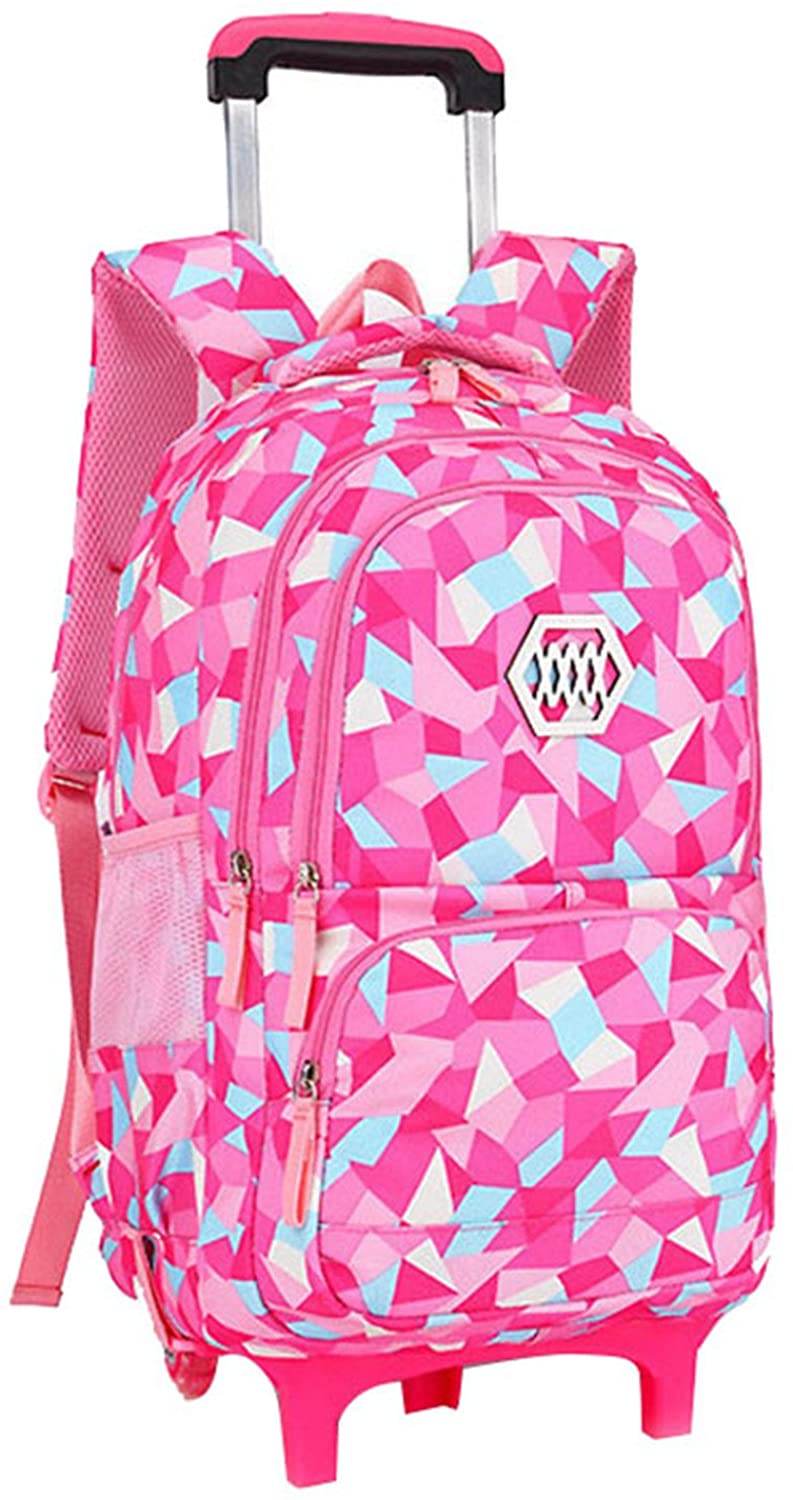 KSCD Geometric Figure Kids Rolling School Backpack Trolley Carry on