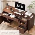 thumbnail image 6 of 59" Walnut Executive Desk with Charging Station, Modern Fluted Wood Computer Desk with 5 Drawers and Storage Cabinet, Home Office Workstation with File Drawer, 6 of 9