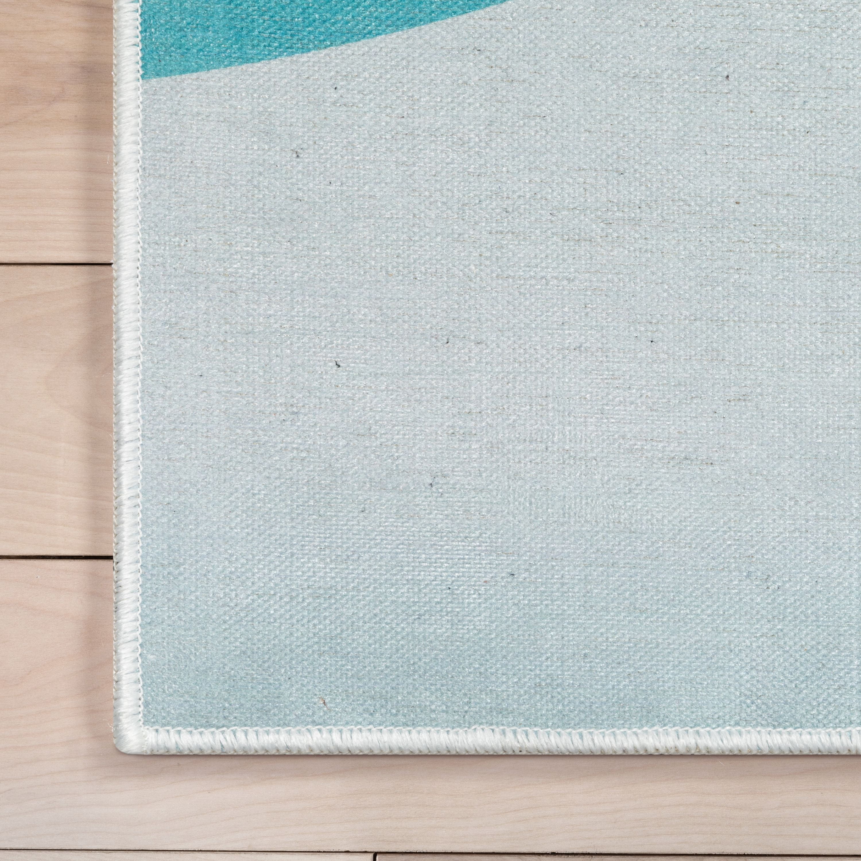 Well Woven Kids Rugs Curved Rainbow Modern Multi Color Printed Distressed Machine Washable 5' x 7' Area Rug