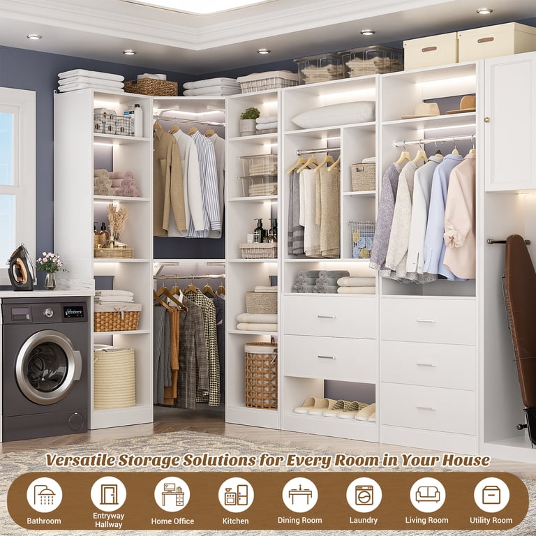 Homieasy Freestanding Closet System with 3 Sets, 87.2