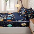 thumbnail image 5 of Manfei Space Astronaut Alphabet T Zipper Full Size Comforter Sets with Fitted Sheet and 2 Pillowcases,Stars Galaxy Zipper Bedding Set,Dark Blue,Navy Blue Reversible,4pcs, 5 of 8
