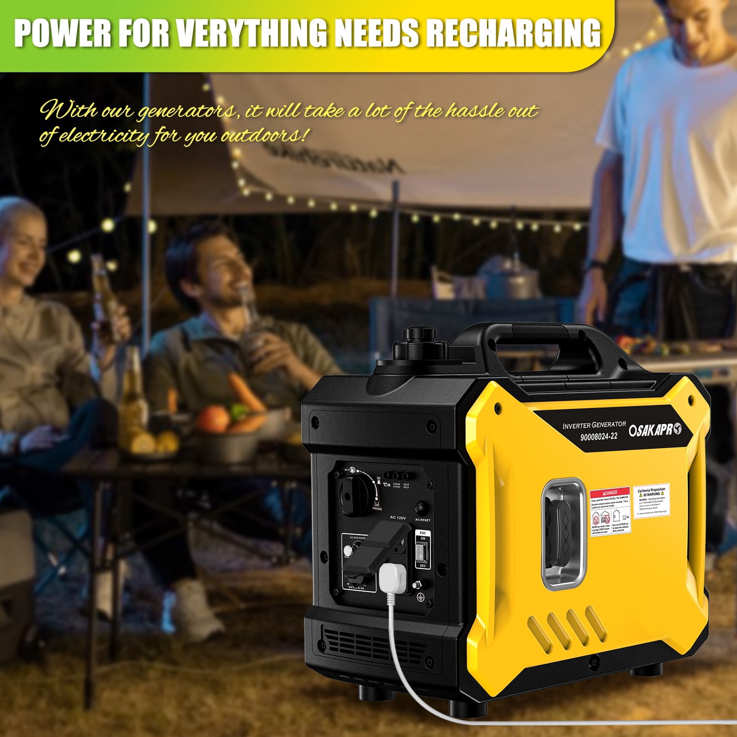 Home Use Generator Inverter, 2000W Home Backup Generators Portable Design, 68db Quiet Generator Gas Powered, Pure Sine Wave for Electronics, 40lbs