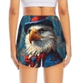 thumbnail image 4 of Uemuo Surreal Bald Eagle Gentleman Pattern Women's Athletic Shorts High Waisted Running Shorts with Liner Pockets Gym Elastic Workout Shorts-Large, 4 of 9